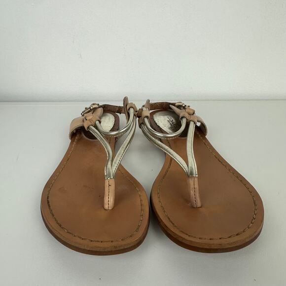 Coach Womens Cassandra Strappy Buckle Tan/Silver Thong Flat Sandals 5.5B FLAWED - Picture 5 of 8